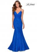 Picture of: Mermaid Lace Prom Dress with Faux Wrap Top in Royal Blue, Style: 28564, Main Picture