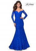 Picture of: Off the Shoulder Lace Long Sleeve Prom Dress in Royal Blue, Style: 28569, Main Picture
