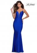 Picture of: Long Prom Dress with Knotted Detail and Lace Up Back in Royal Blue, Style: 28574, Main Picture