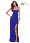 Picture of: Strapless Jersey Dress with Ruching and Skirt Slit in Royal Blue, Style 29489, Main Picture