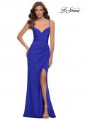 Picture of: Ruched Jersey Gown with Intricate Lace Up Back in Royal Blue, Style 29615, Main Picture