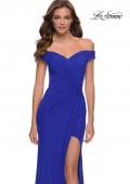 Picture of: Off the Shoulder Net Jersey Dress with Ruching in Royal Blue, Style 29756, Main Picture