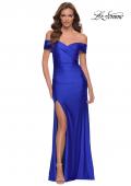 Picture of: Off the Shoulder Chic Jersey Gown with Ruching in Royal Blue, Style 29781, Main Picture