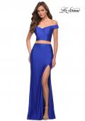 Picture of: Rhinestone Off the Shoulder Jersey Two Piece Prom Dress in Royal Blue, Style 29951, Main Picture