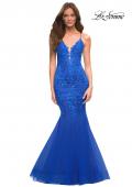 Picture of: Mermaid Tulle and Lace Jeweled Prom Dress in Royal Blue, Main Picture