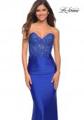 Picture of: Stunning Strapless Jeweled Lace and Jersey Dress in Royal Blue, Main Picture