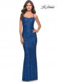 Picture of: Chic Soft Sequin Stretch Dress with Open Back in Jewel Tones in Royal Blue, Style: 31027, Main Picture