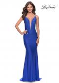 Picture of: Bedazzled Rhinestone Jersey Gown with Deep V Neckline in Royal Blue, Style: 31215, Main Picture