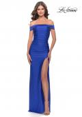 Picture of: Rhinestone Off the Shoulder Dress with Lace Up Back in Royal Blue, Style: 31276, Main Picture