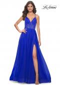 Picture of: A-Line Prom Dress with Illusion Ruched Bodice in Royal Blue, Style: 31457, Main Picture
