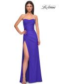 Picture of: Strapless Prom Dress with Side Ruching and Lace Up Back in Royal Blue, Style 33012, Main Picture