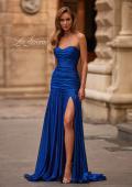Picture of: Strapless Ruched Gown with High Slit and Sweep Train in Royal Blue, Style: 33200, Main Picture