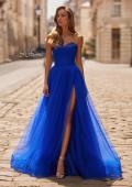 Picture of: Strapless Lace Corset Tulle Gown with Slit in Royal Blue, Style: 33363, Main Picture