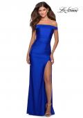 Picture of: Off the Shoulder Prom Dress with Tie Back and Slit in Royal Blue, Style: 28506, Detail Picture 8