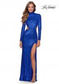 Picture of: Long Sleeve Sequin Prom Dress with Open Back in Royal Blue, Style: 28771, Detail Picture 8