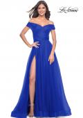 Picture of: A-Line Tulle Prom Dress with Off the Shoulder Top in Royal Blue, Style: 30498, Detail Picture 8