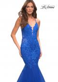 Picture of: Mermaid Tulle and Lace Jeweled Prom Dress in Royal Blue, Detail Picture 8