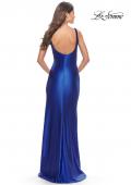 Picture of: Liquid Jersey Fitted Dress with High Slit in Royal Blue, Style: 31372, Detail Picture 8