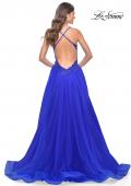 Picture of: Tulle A-Line Gown with Sheer and Beaded Lace Detail in Royal Blue, Style: 31471, Detail Picture 8