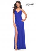 Picture of: Simple Jersey Dress with Ruching and Slit in Royal Blue, Style: 31978, Detail Picture 8
