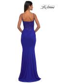Picture of: Net Jersey Prom Dress with Lace Neckline Detail in Royal Blue, Style: 32357, Detail Picture 8