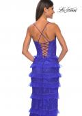 Picture of: Fitted Ruffle Skirt Lace Dress with Illusion Bodice in Royal Blue, Style: 32442, Detail Picture 8