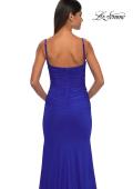 Picture of: Net Jersey Simple Prom Dress with Ruching and Corset Top in Royal Blue, Style: 32925, Detail Picture 8