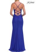 Picture of: Jersey Gown with Crisscross Back and Ruching in Royal Blue, Style: 33489, Detail Picture 8