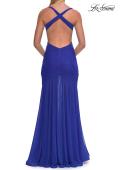 Picture of: Ruched Mesh Gown with Cutout Back in Royal Blue, Style: 33626, Detail Picture 8