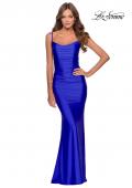 Picture of: Long Ruched Jersey Prom Dress with Thin Straps in Royal Blue, Style: 28398, Detail Picture 9