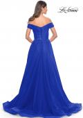 Picture of: A-Line Tulle Prom Dress with Off the Shoulder Top in Royal Blue, Style: 30498, Detail Picture 9