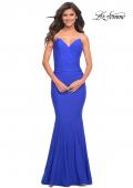 Picture of: Rhinestone Strap Elegant Ruched Jersey Dress in Blue, Style: 30712, Detail Picture 9