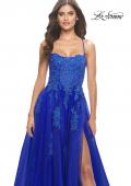 Picture of: A-line Tulle Gown with Floral Embroidery and Pockets in Royal Blue, Style: 31135, Detail Picture 9