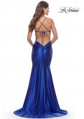 Picture of: Liquid Jersey Trumpet Gown with Draped Neckline in Royal Blue, Style: 31397, Detail Picture 9