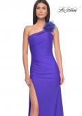 Picture of: One Shoulder Jersey Gown with Feather Detail in Royal Blue, Style: 32076, Detail Picture 9