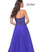 Picture of: A-Line Tulle Prom Dress with Rhinestone Fishnet Bodice in Blue, Style: 32216, Detail Picture 9