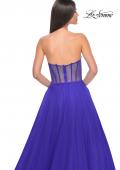 Picture of: A-Line Tulle Dress with Satin Corset Bodice in Royal Blue, Style: 32424, Detail Picture 9