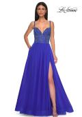 Picture of: Gorgeous Line Rhinestone Top Dress with A-line Tulle Skirt in Royal Blue, Style 32714, Detail Picture 9