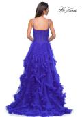 Picture of: Ruffle Tulle Dress with Unique Skirt and Illusion Corset Bodice in Royal Blue, Style 32719, Detail Picture 9