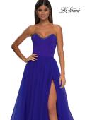 Picture of: A-line Tulle Dress with Satin Top and Rhinestone Neckline in Royal Blue, Style: 32731, Detail Picture 9
