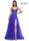 Picture of: Beautiful A-line Prom Dress with Rhinestone Encrusted Corset Top in Royal Blue, Style 32754, Detail Picture 9