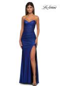 Picture of: Net Jersey Prom Dress with Strapless Top and Flattering Ruching in Royal Blue, Style: 32946, Detail Picture 9
