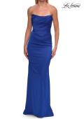 Picture of: Strapless Satin Gown with Ruched Bodice in Royal Blue, Style: 33670, Detail Picture 9