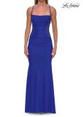 Picture of: Beaded Mesh Lace-Up Gown with Straight Neckline in Royal Blue, Style: 33678, Detail Picture 9