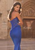 Picture of: Strapless Beaded Corset Satin Gown in Royal Blue, Style: 33695, Detail Picture 9