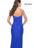 Picture of: Long Ruched Jersey Gown with V Neckline in Royal Blue, Style: 31107, Detail Picture 10