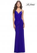 Picture of: Soft Jersey Dress with Knot Waist and Lace Up Back in Royal Blue, Style: 31169, Detail Picture 10