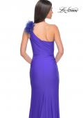 Picture of: One Shoulder Jersey Gown with Feather Detail in Royal Blue, Style: 32076, Detail Picture 10