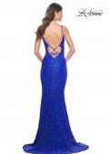 Picture of: Beaded Lace Mermaid Gown with Sheer Side Panels in Royal Blue, Style: 32309, Detail Picture 10