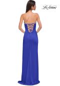 Picture of: Fitted Strapless Dress with Rhinestone Embellished Neckline and Slit in Royal Blue, Style 32799, Detail Picture 10